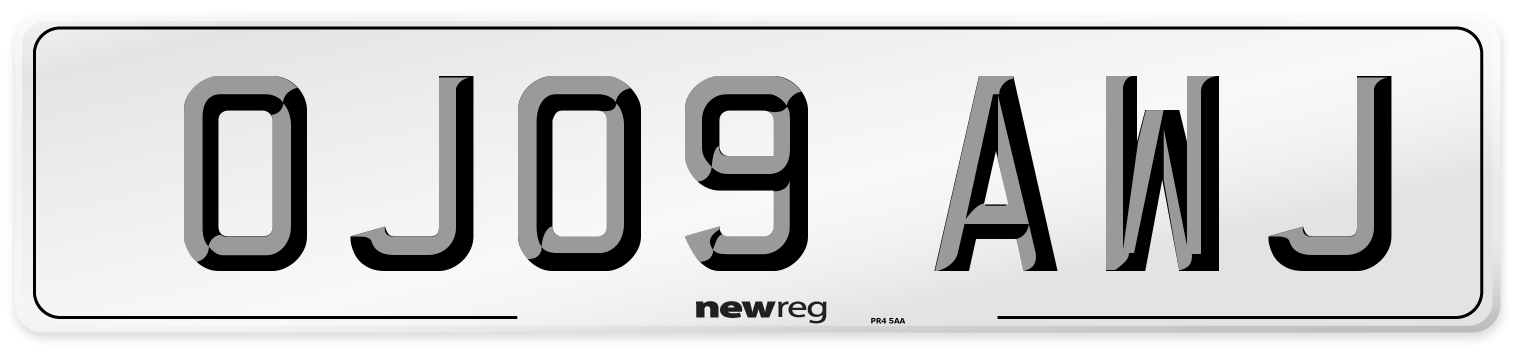 OJ09 AWJ Number Plate from New Reg